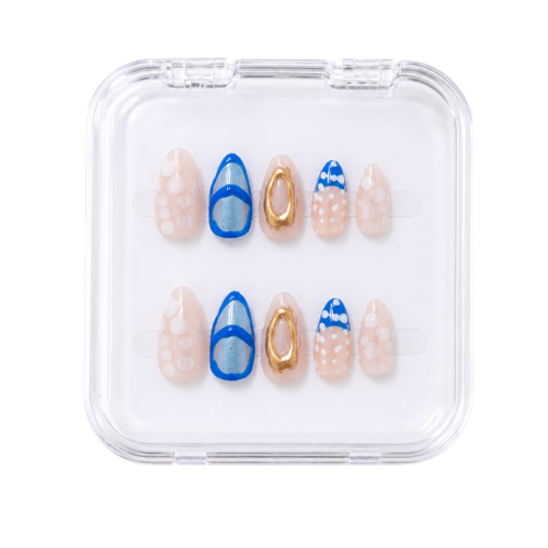 Blue Fairytale hand-painted press-on nails