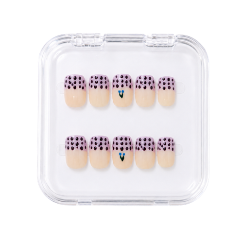 Blueberry Blush hand-painted press-on nails