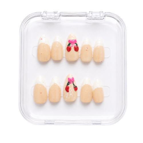 Cherry Blossom hand-painted press-on nails