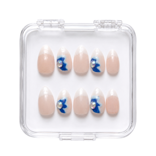 Icy Bloom hand-painted press-on nails