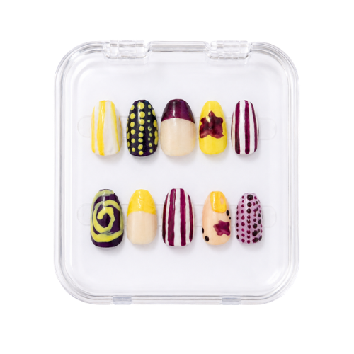 Midnight Sun hand-painted press-on nails